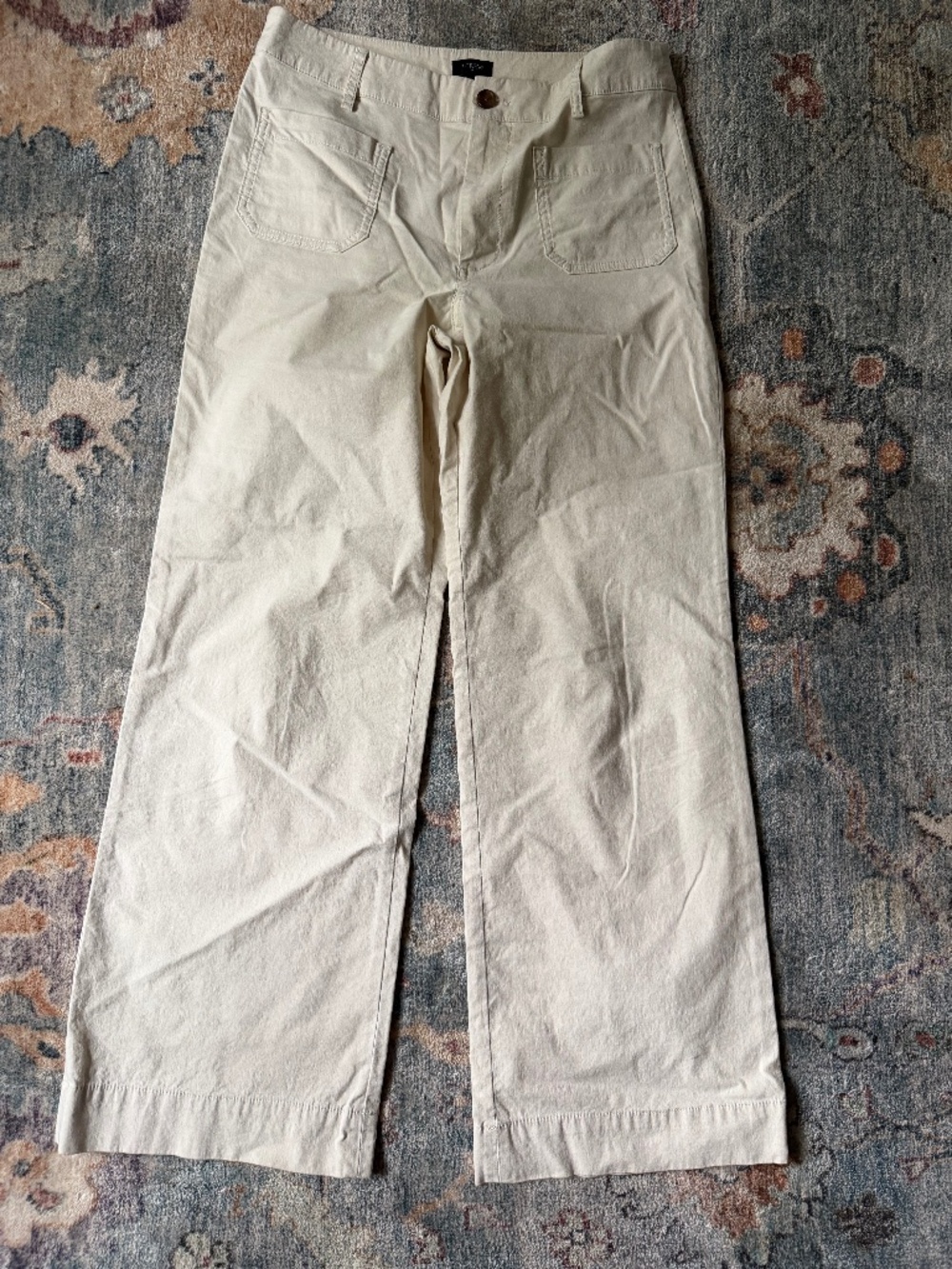 J.Crew 27P Wide Leg Crop Pants Ivory Linen Blend Coastal Grandma Quiet Luxury